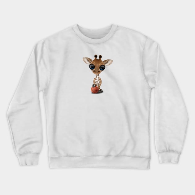 Cute Baby Giraffe Playing With Basketball Crewneck Sweatshirt by jeffbartels